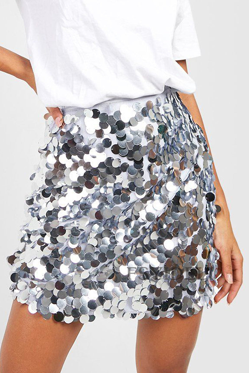 "Mila - Effen Pailletten Rok, elegant design, luxe polyester, sprankelend voor feestelijke gelegenheden, regular fit"
