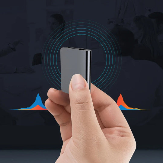 "Mini ultra-dunne professioneel ontworpen spy recorder met discreet en slank ontwerp voor effectieve geluidsopname."
