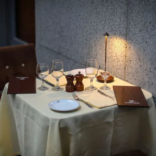 "Minimalistische LED tafellamp, waterdicht en dimbaar, elegant ontwerp; ideale sfeerverlichting voor binnen en buiten."
