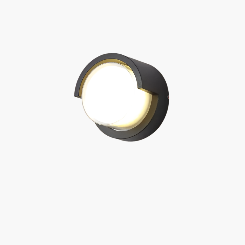 "Moderne buiten wandlamp met ronde vorm en bewegingssensor, sfeervolle LED-verlichting, IP65 waterdicht, voor tuin of balkon.