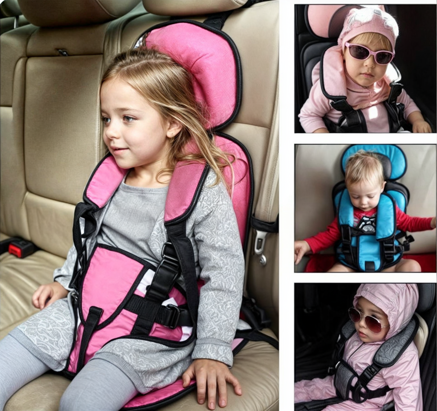 "Moderne kind veilige autostoel met vijfpuntsgordel en ademende stof, ideaal voor comfort en veiligheid tijdens reizen."