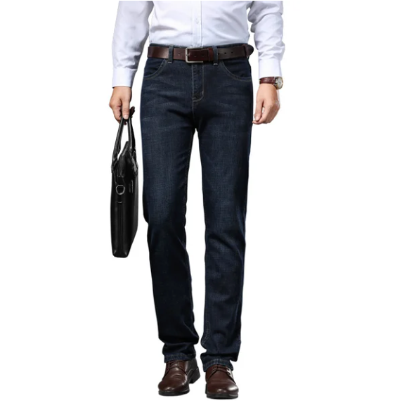 "Nauwsluitende heren jeans met stretch in blauwe tint, comfort en stijl, voor dagelijkse elegantie en veelzijdige looks."