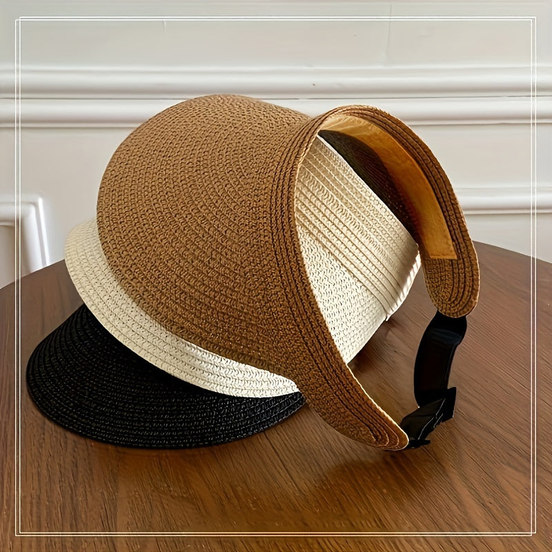 Opvouwbare zonneklep met brede rand voor dames, elegante en functionele bescherming tegen de zon met ademend ontwerp.