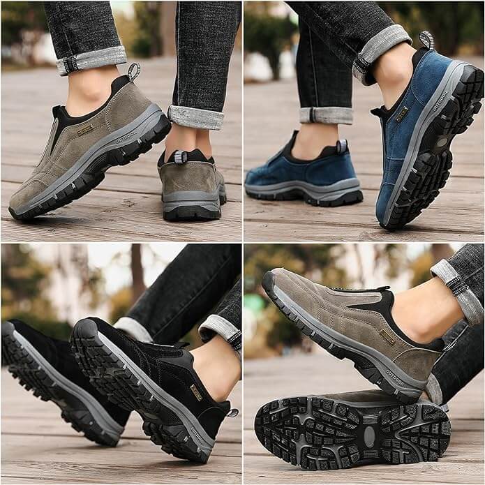 "Orion™ orthopedische suède wandelschoenen heren, ergonomische inlegzolen, luxe blauwe uitstraling, lichtgewicht en comfortab