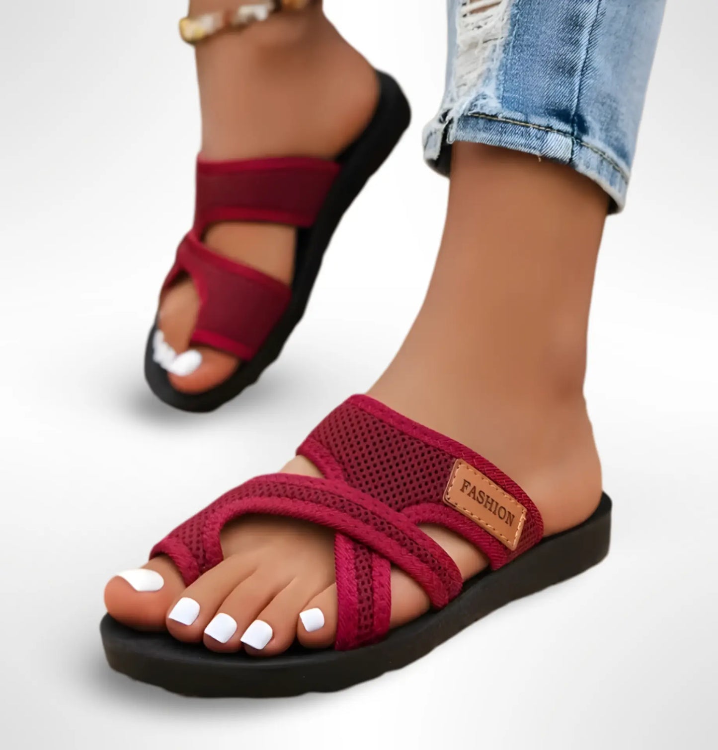 "Orthopedische dames sandalen, hallux valgus comfort, elegant ontwerp met verstelbare sluiting en drukverlagend voetbed."