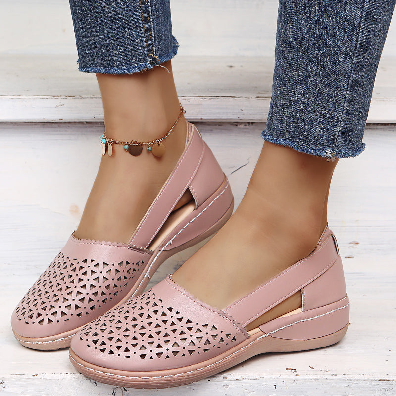 "Orthopedische holle sandalen, elegant design, comfortabele voering, stevige dikke hak, duurzame materialen voor dames"