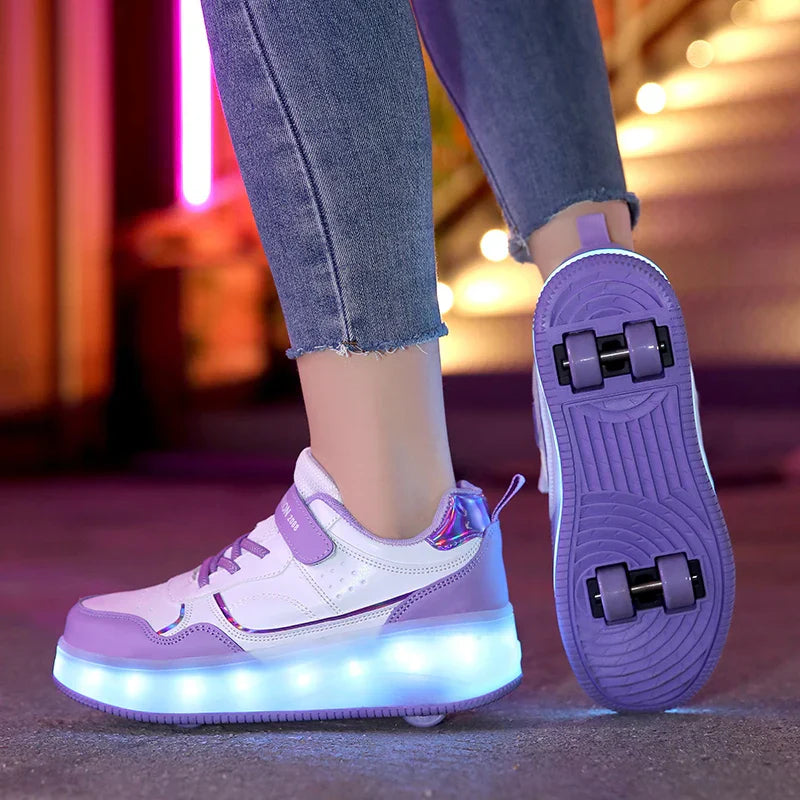 "Orthopedische LED rolsneakers met verstelbare wielen en verlichting, kindvriendelijke duurzame design voor comfort en plezie