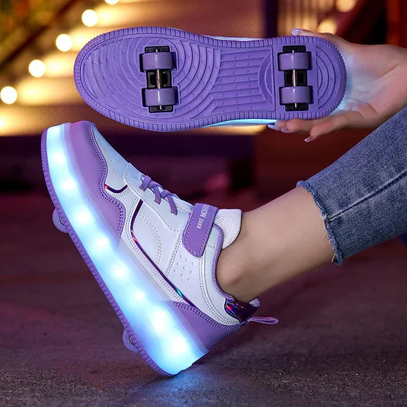 "Orthopedische LED rolsneakers met verstelbare wielen en verlichting, kindvriendelijke duurzame design voor comfort en plezie