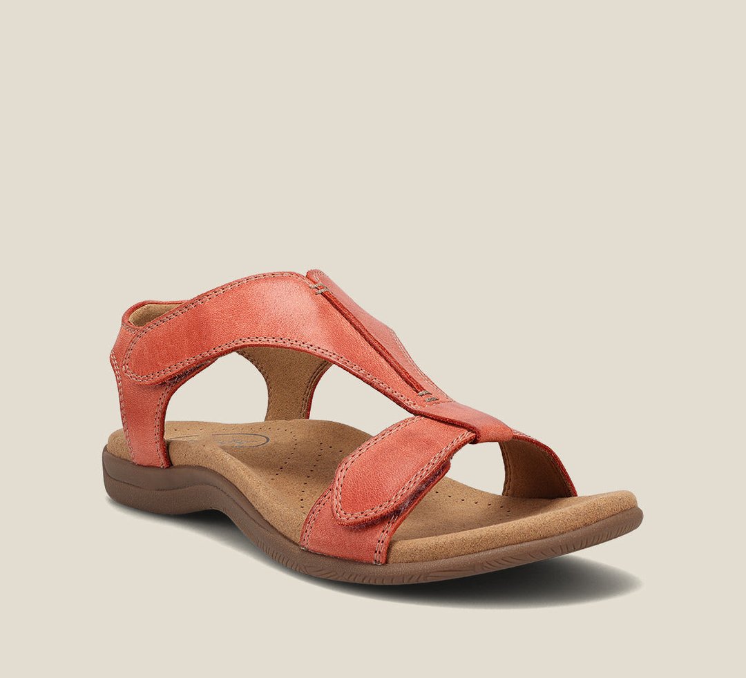 Orthopedische leren sandalen voor dames, elegant ontwerp met anatomisch voetbed, in verschillende kleuren beschikbaar.