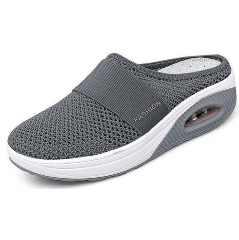 "Orthopedische luchtkussen sneakers, ademend mesh, ronde teen, comfortabele dames schoenen, zijaanzicht"
