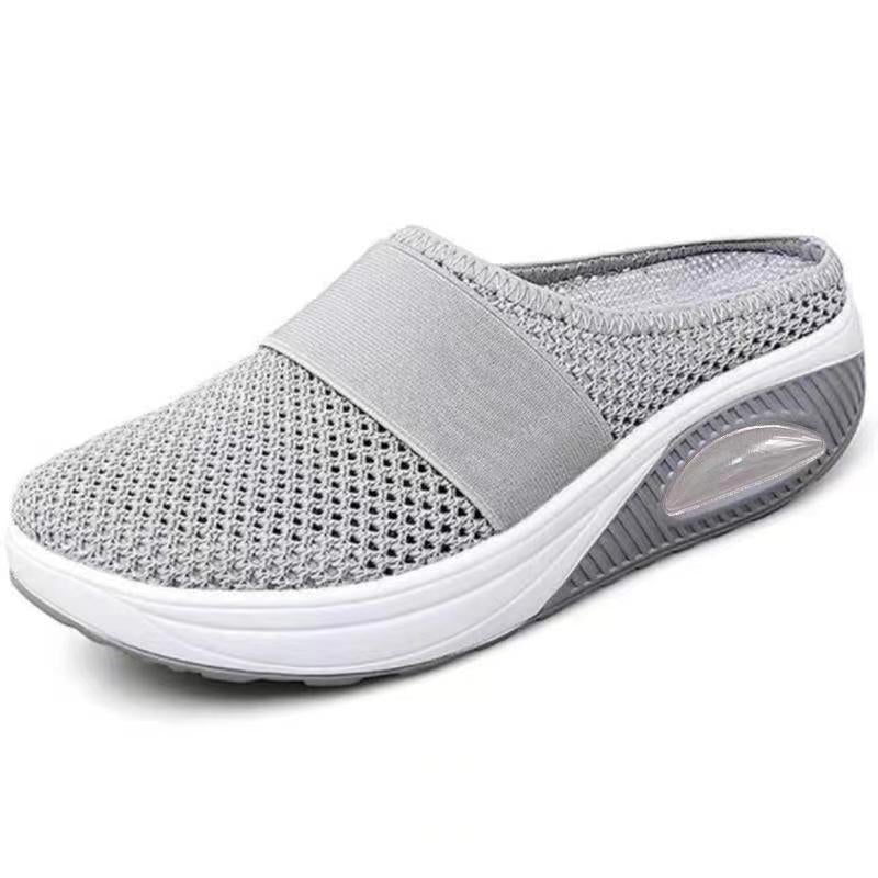 "Orthopedische luchtkussen sneakers, ademend mesh, ronde teen, comfortabele dames schoenen, zijaanzicht"
