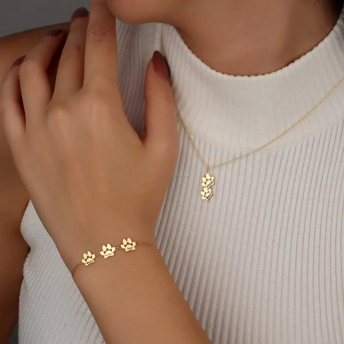 PawBracelet armband: duurzaam, stijlvol roestvrij staal in goud, zilver, rosé goud, gepersonaliseerde gravure mogelijk.