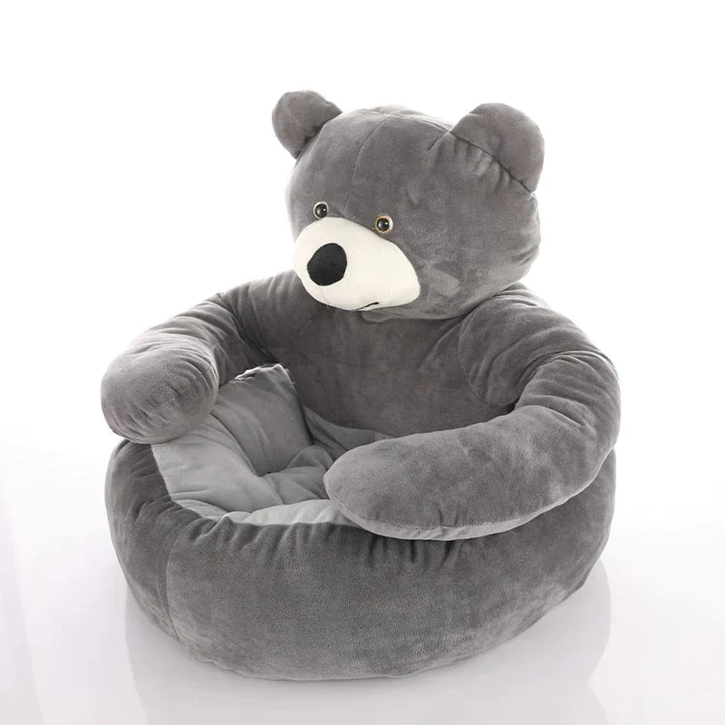 "Pluizig teddybeer huisdierenbed in bruin voor comfort en veiligheid, zachte bekleding en knuffelbaar ontwerp."