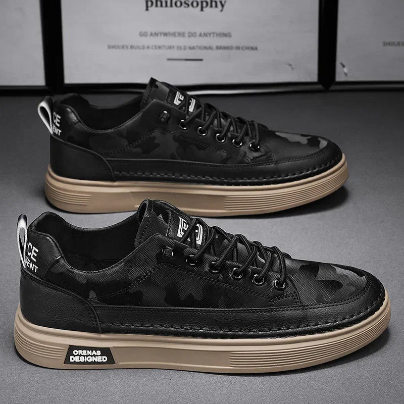 "Prime waterdichte herensneakers van PU-leer met antislipzool, bruine tint, stijlvol en comfortabel voor dagelijks gebruik."