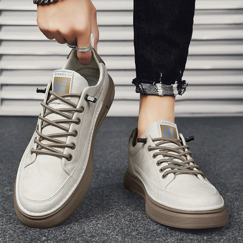 "Prime waterdichte herensneakers van PU-leer met antislipzool, bruine tint, stijlvol en comfortabel voor dagelijks gebruik."