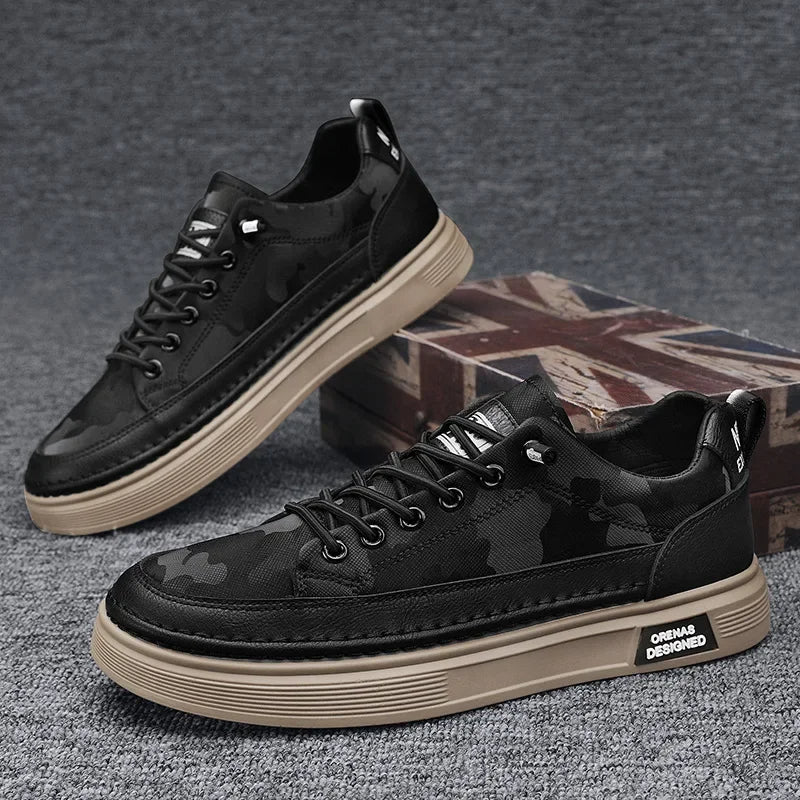 "Prime waterdichte herensneakers van PU-leer met antislipzool, bruine tint, stijlvol en comfortabel voor dagelijks gebruik."