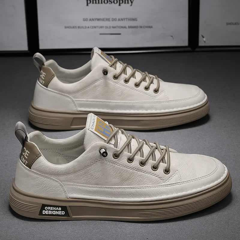 "Prime waterdichte herensneakers van PU-leer met antislipzool, bruine tint, stijlvol en comfortabel voor dagelijks gebruik."