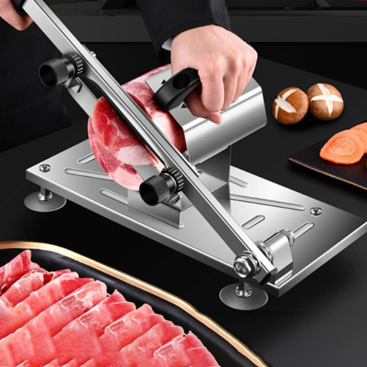 "Professionele roestvrijstalen snijmachine voor keuken, veelzijdig en moeiteloos snijden van vlees, kaas en groenten, instelb