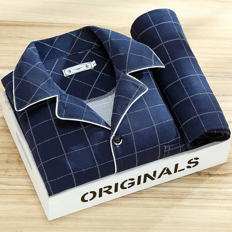 "Pyjama set heren met overhemd, knoopsluiting, elegante stijl, ademende stof, comfort, verschillende kleurenopties"