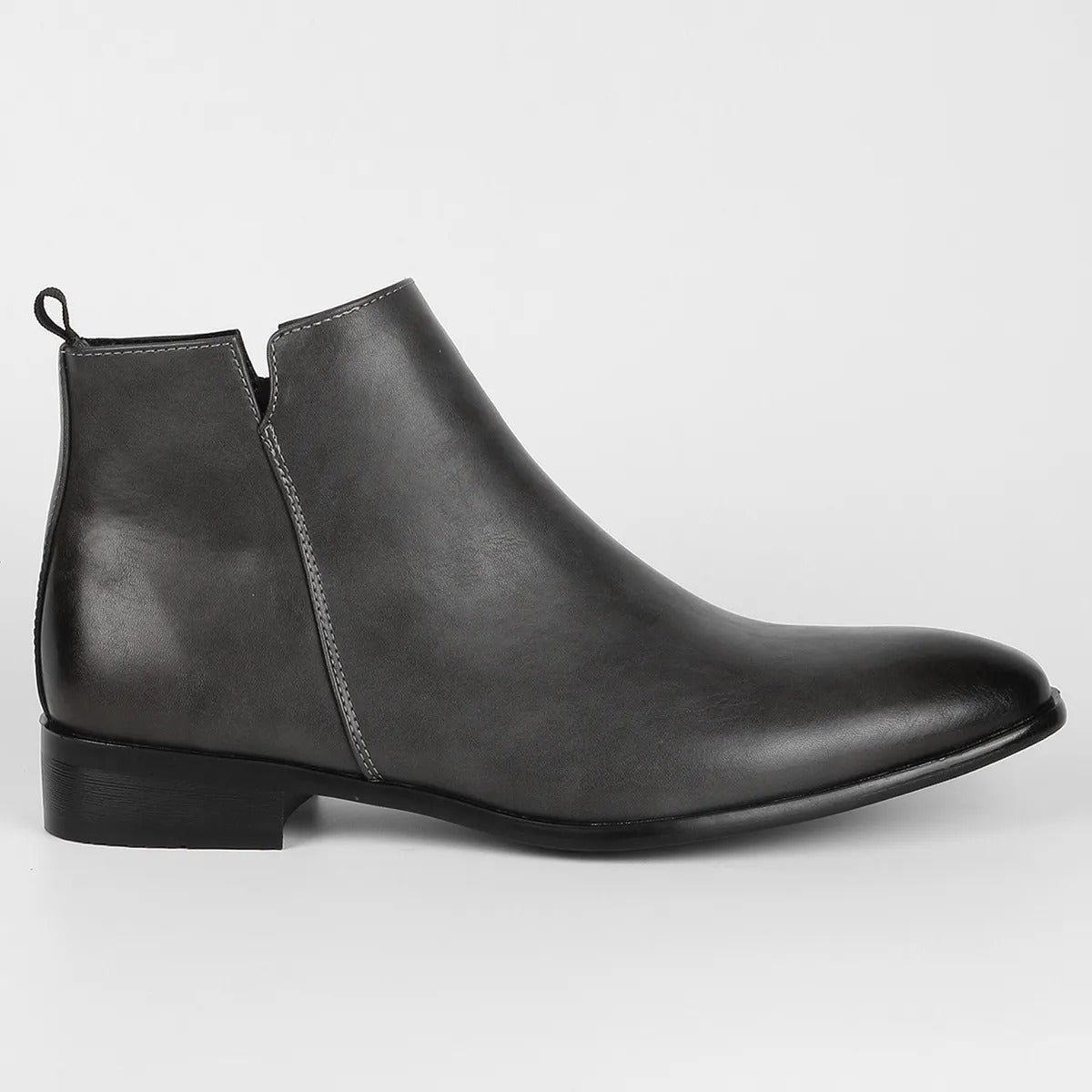 "Retro leren herenlaarzen met rits en vintage design, hoogwaardig bruin leer, comfortabele voering, antislipzool."