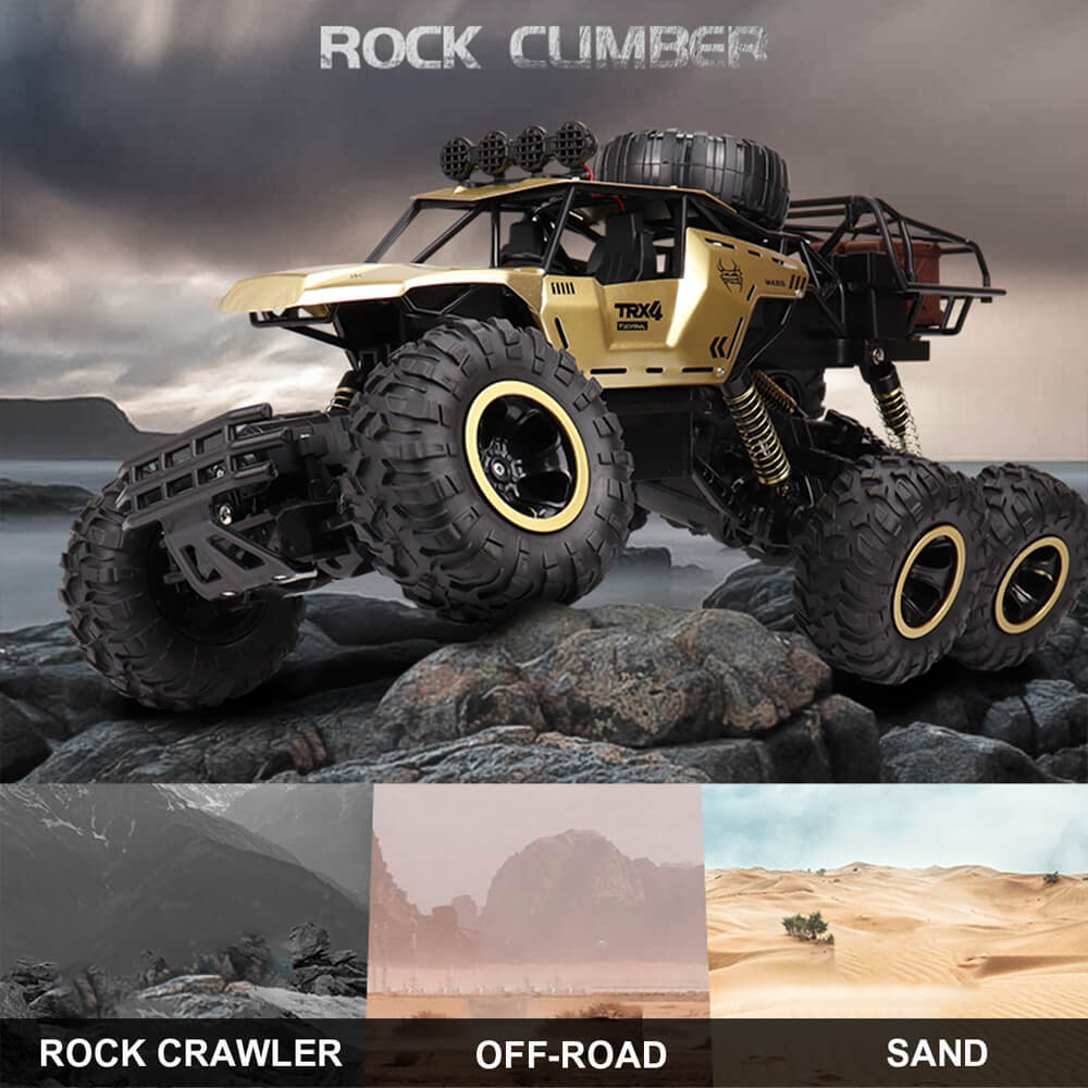 "Robuuste 6-wiel RC monster truck, off-road, 1/12 schaal, met antislipbanden en realistische details voor ultiem avontuur."