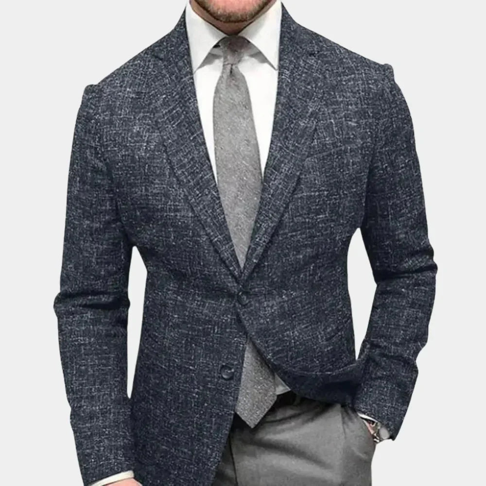 "Rode slank fit herenblazer, modern en veelzijdig, perfect voor elke gelegenheid. Maak je outfit compleet met stijlvolle eleg