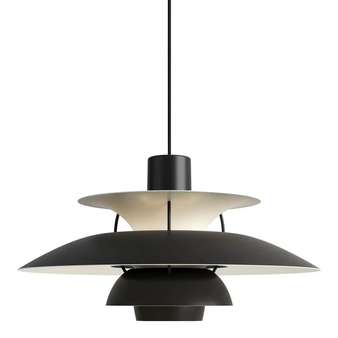 "Scandinavische plafondlamp met modern design, dimbare functie, in blauwe, oranje of zwarte finish, LED-compatibel"