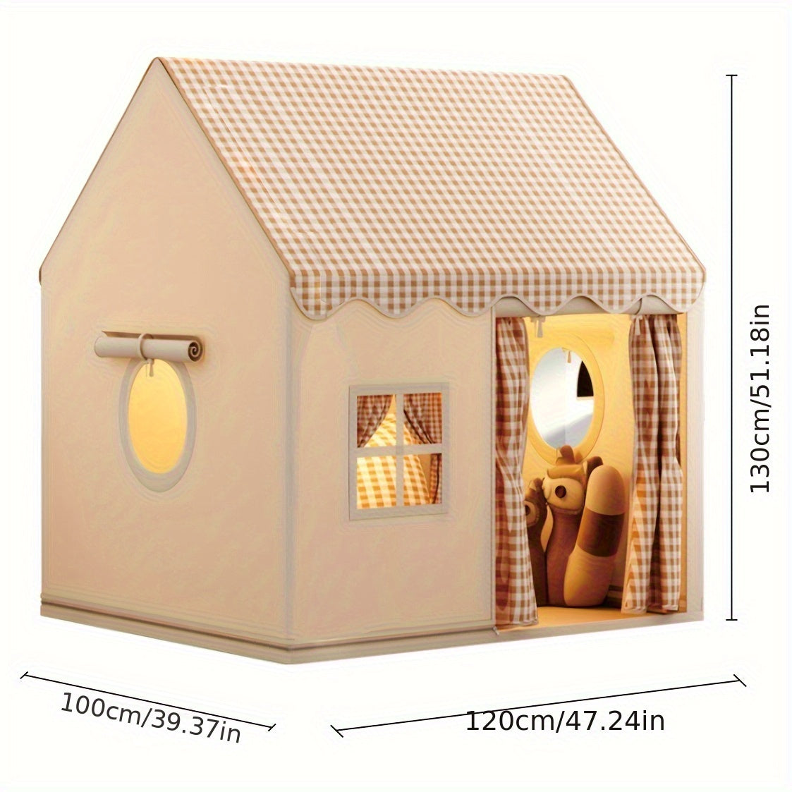 "Schattig binnenspeelhuis voor kinderen met levendige kleuren, biedt veilige en creatieve speelruimte binnen en buiten."