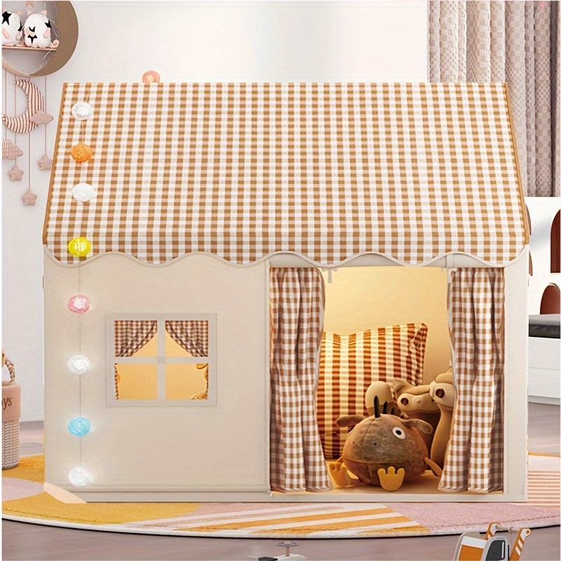 "Schattig binnenspeelhuis voor kinderen met levendige kleuren, biedt veilige en creatieve speelruimte binnen en buiten."