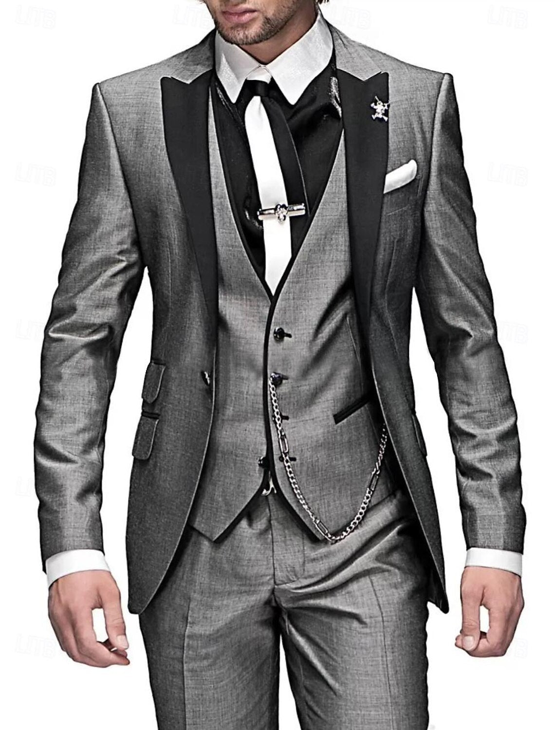 Stijlvol 3-delig linnen herenpak in bourgondisch rood, inclusief blazer, gilet en broek; perfect voor elke gelegenheid.