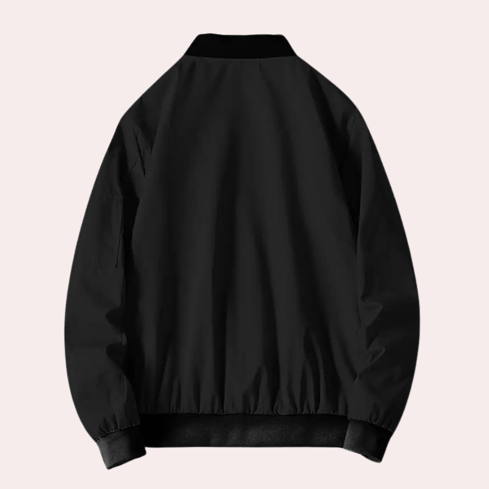 Stijlvol heren bomberjack in olijfgroen, strak slim-fit design met ritssluiting, biedt comfort en veelzijdige combinatieoptie
