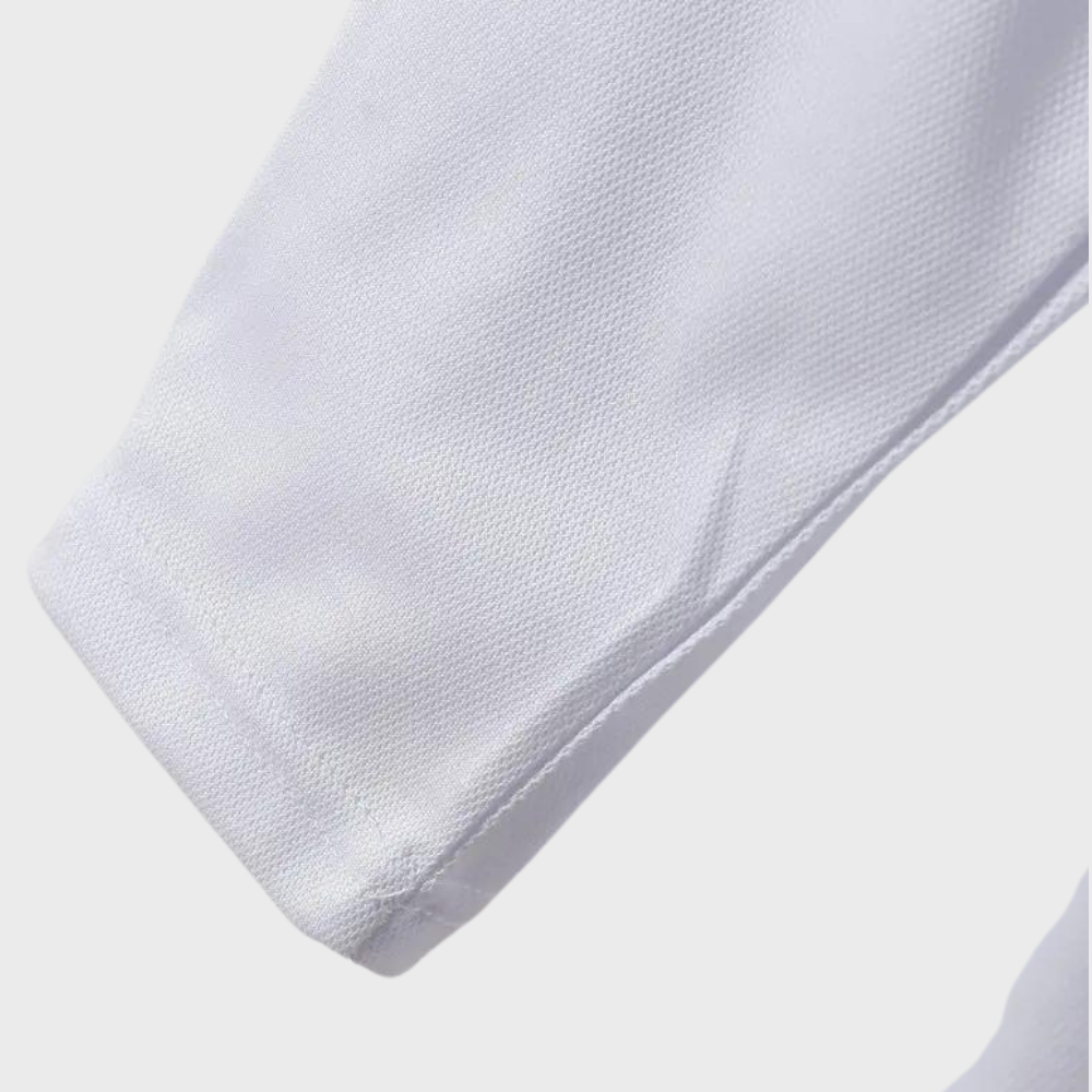 Stijlvol heren poloshirt met lange mouwen in marineblauw, zilvergrijs en zwart voor comfort en veelzijdige uitstraling.