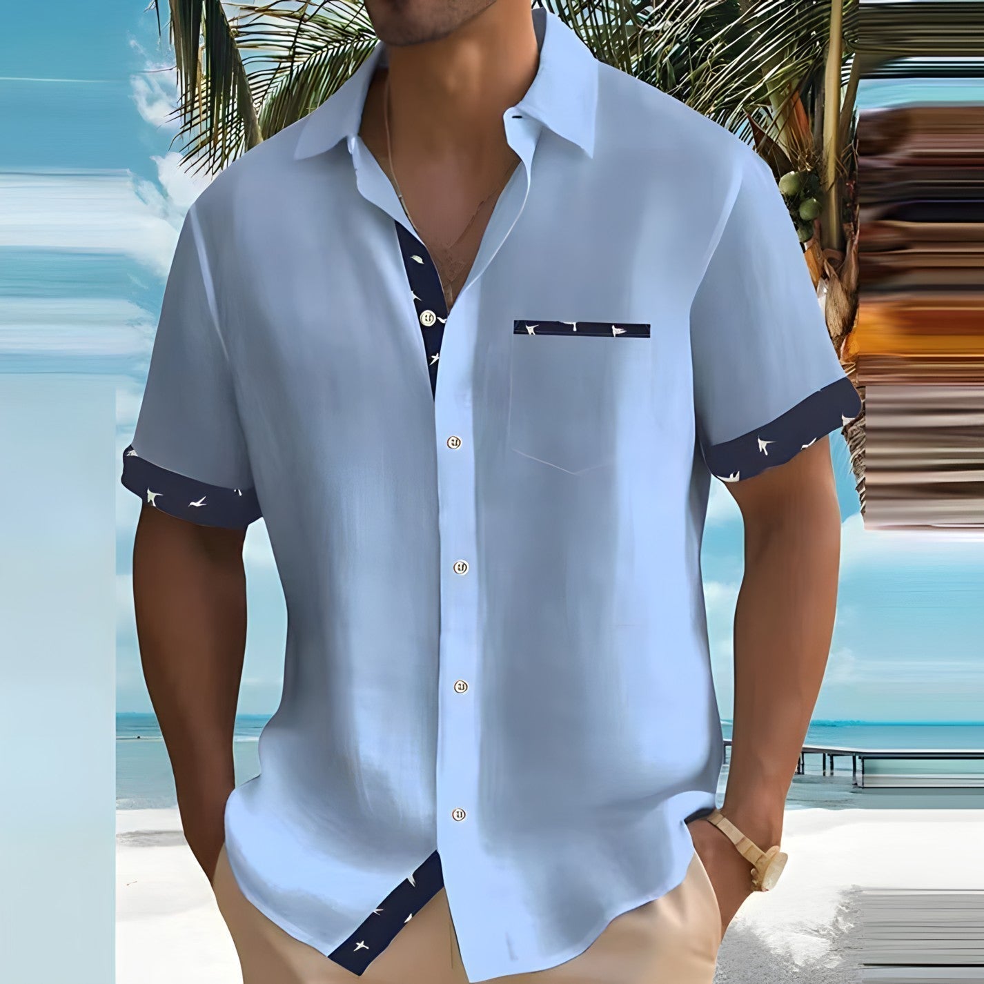 "Stijlvol herenoverhemd in ademend materiaal, luchtig, moderne pasvorm, verkrijgbaar in diverse kleuren voor casual look."