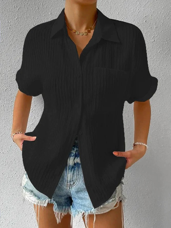 "Stijlvol Ilyria korte mouw overhemd, relaxed fit, chic knopsluiting, ademende stof, perfect voor casual en formele gelegenhe