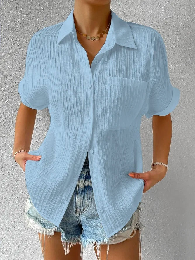 "Stijlvol Ilyria korte mouw overhemd, relaxed fit, chic knopsluiting, ademende stof, perfect voor casual en formele gelegenhe