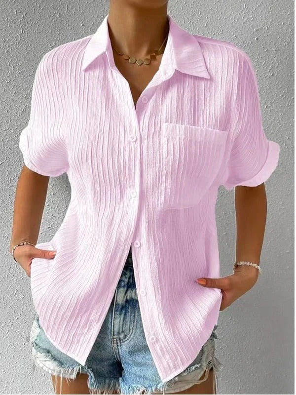 "Stijlvol Ilyria korte mouw overhemd, relaxed fit, chic knopsluiting, ademende stof, perfect voor casual en formele gelegenhe