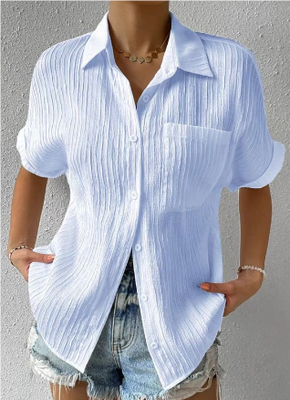 "Stijlvol Ilyria korte mouw overhemd, relaxed fit, chic knopsluiting, ademende stof, perfect voor casual en formele gelegenhe