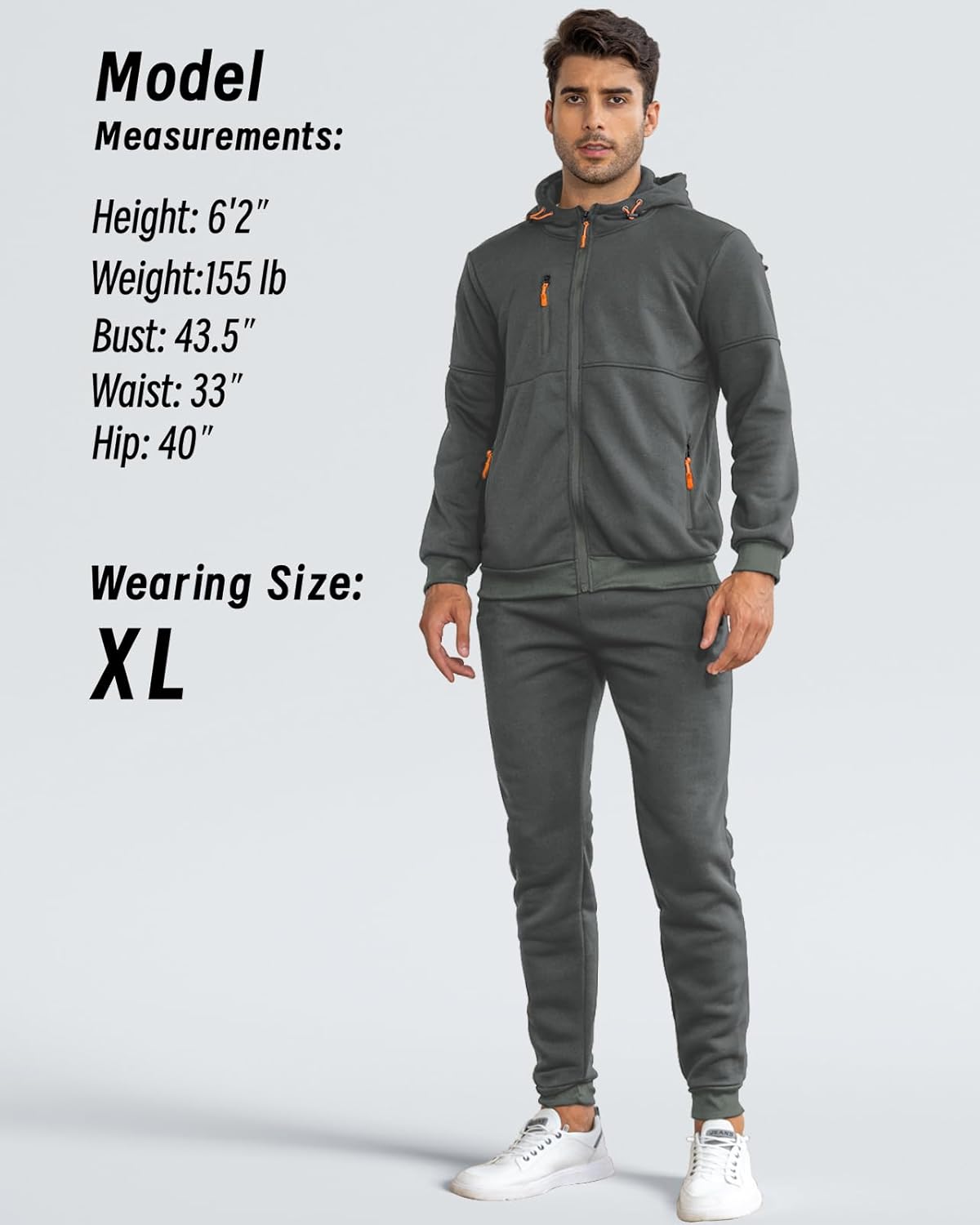"Stijlvol Jamie trainingspak heren: ademend, grijs/slim-fit pullover en broek, ideaal voor sport en casual wear."