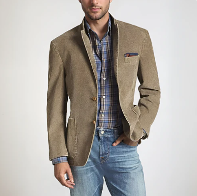 "Stijlvolle heren casual blazer, slim-fit, moderne details, tweeknoopsluiting, veelzijdige look voor zakelijke en casual gele