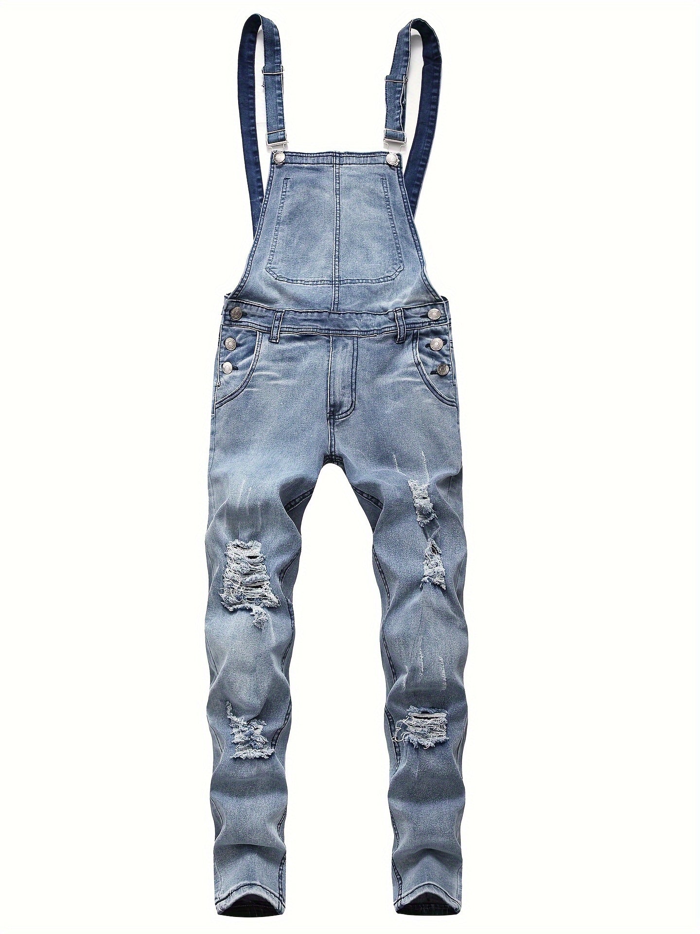 "Stijlvolle heren denim overall, regular fit, van premium katoenmix met raw denim look en effen kleur voor dagelijks gebruik.