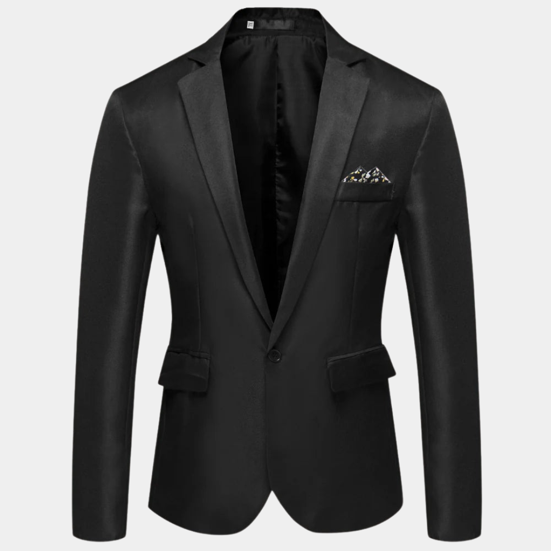 "Stijlvolle herenblazer in luxe polyester, verkrijgbaar in diverse kleuren en maten, voor elke gelegenheid en stijl."