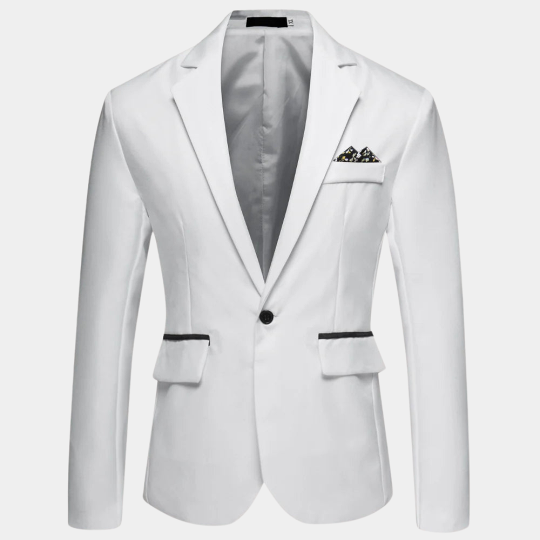 "Stijlvolle herenblazer in luxe polyester, verkrijgbaar in diverse kleuren en maten, voor elke gelegenheid en stijl."