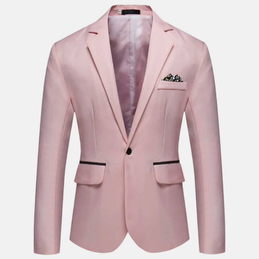 "Stijlvolle herenblazer in luxe polyester, verkrijgbaar in diverse kleuren en maten, voor elke gelegenheid en stijl."