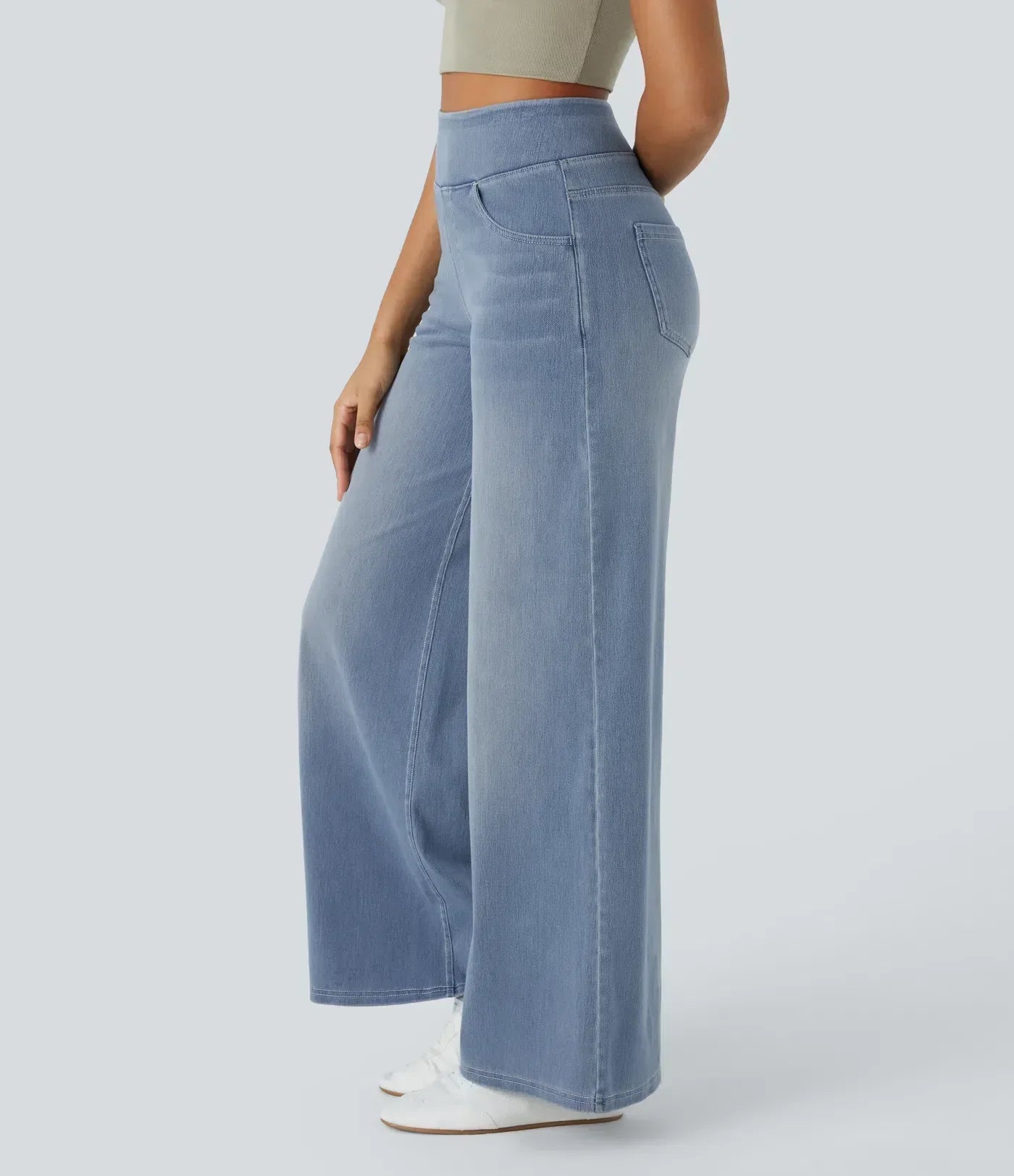 "Stijlvolle hoge taille elastische broek voor dames, flatteuze pasvorm, veelzijdig en comfortabel voor elke gelegenheid."