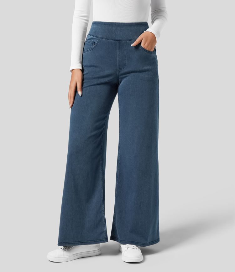 "Stijlvolle hoge taille elastische broek voor dames, flatteuze pasvorm, veelzijdig en comfortabel voor elke gelegenheid."