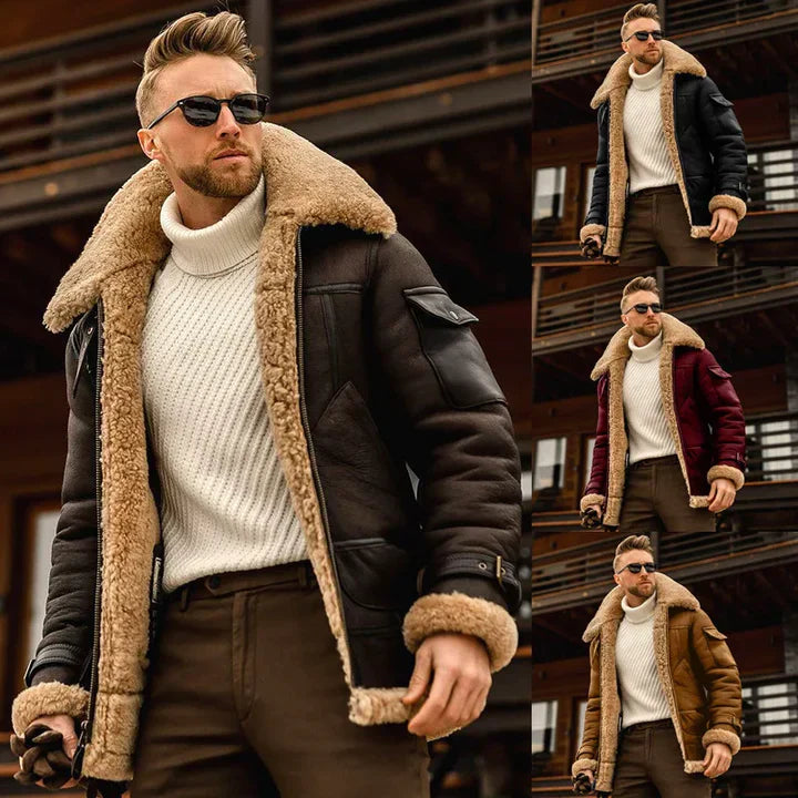 "Stijlvolle khaki winterjas voor heren, duurzaam en warm, ideaal voor winterkou en trendy uitstraling."
