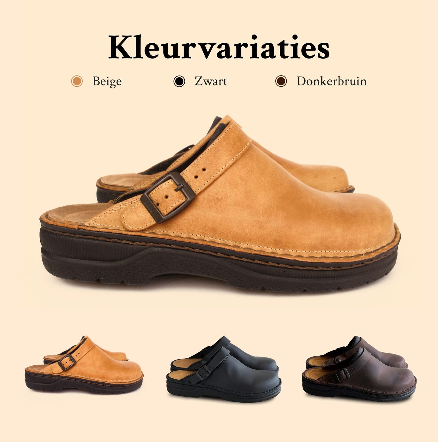"Stijlvolle orthopedische leren herenpantoffels met verstelbare band en antislipzool in luxe, ademend materiaal."