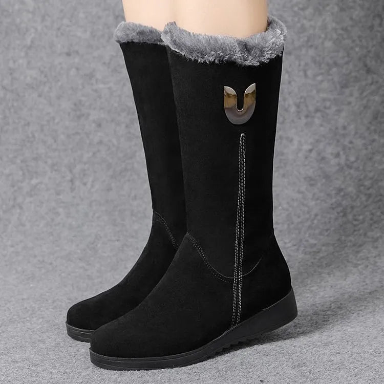 "Stijlvolle Tina halfhoge laarzen zwart, isolerende voering, trendy winterontwerp, vrouwelijke schoenen, ritssluiting."