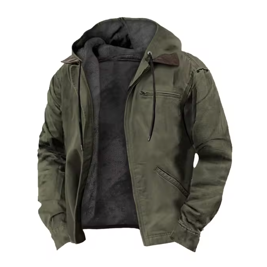 "Stijlvolle Tristan herfstjas heren in bruin met capuchon, katoenmix, koordsluiting en praktische zakken, ideaal voor herfst.