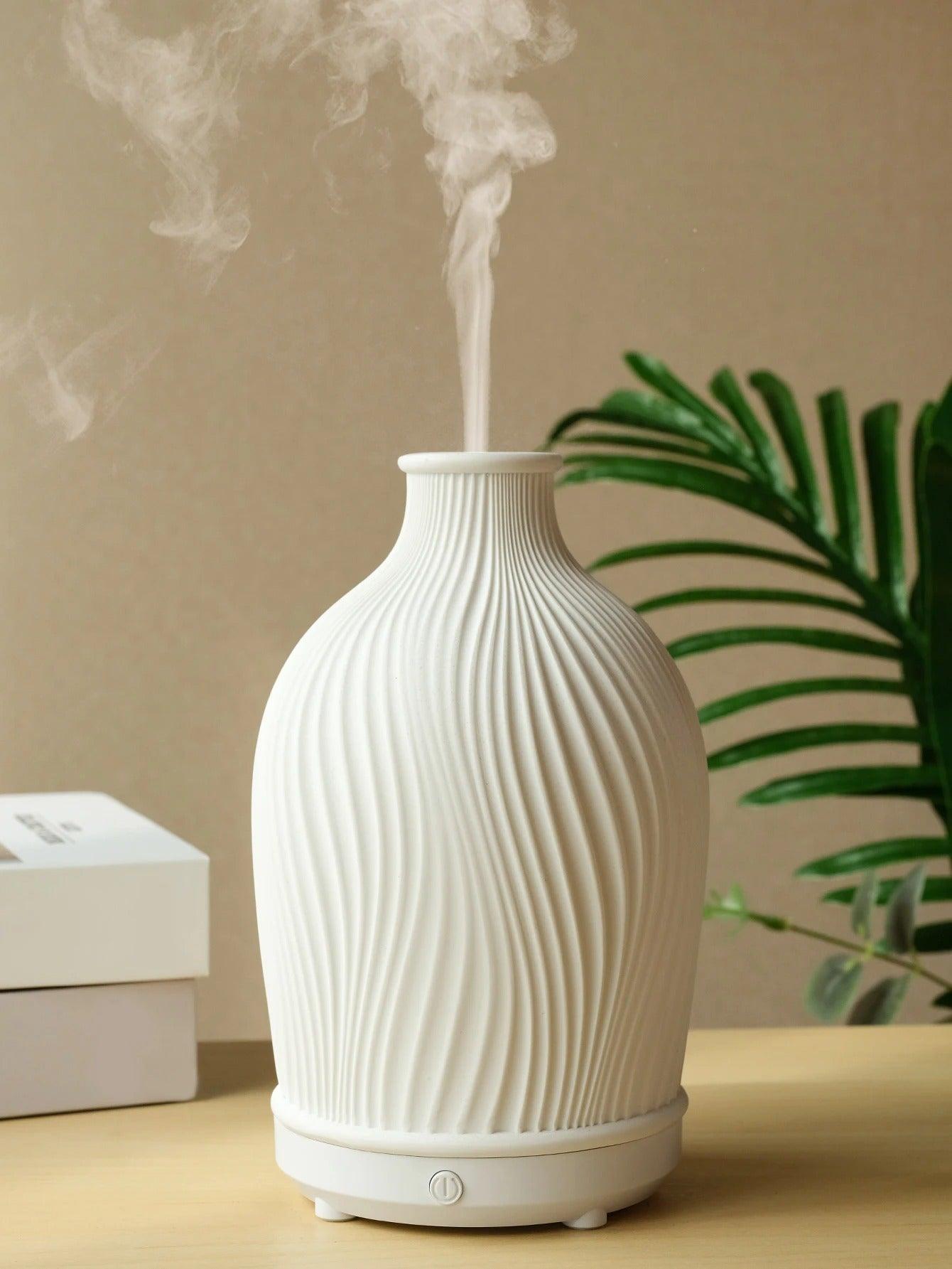 "Stijlvolle ultrasone aroma diffuser in vaasvorm, bohemian stijl, creëert rust en esthetiek in moderne interieurs."